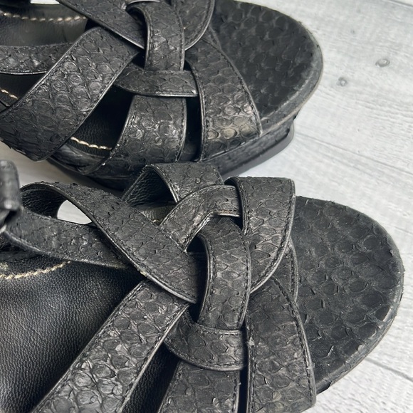 YSL Black Leather Python Tribute Platform Heels Size 9.5 - Picture 5 of 13